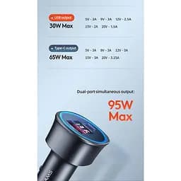 Адаптер автомобільний USAMS 95w Dual Ports Fast Car Charger US-CC146 C26 2 виходи - мініатюра 3