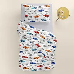 Дитяча постільна білизна в ліжечко RACING CARS CS2, сірий (CarsRacingColor_Grey110x160_140) - мініатюра 2