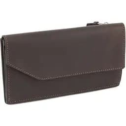 Шкіряне портмоне Elegante шоколад матовий GRANDE PELLE 20х11х2 см acs0032196 - мініатюра 3