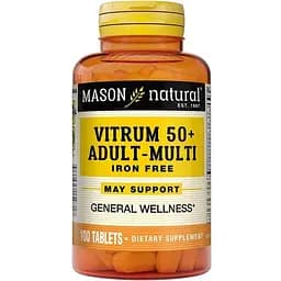 Вітаміни та мінерали Mason Natural Vitrum 50 + Adult-Multi Iron Free, 100 таблеток