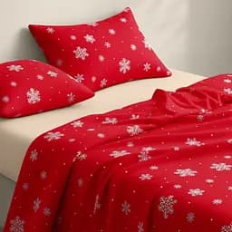 Наволочка Cosas Snowflakes cranberry фланелева 50х70 см червона (Flannel_SnowflakesCranberry_50x70) - мініатюра 2