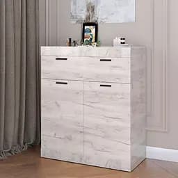 Комод з дверцятами та ящиком Еверест Соната-4 80х38х94 дуб крафт білий (EVR-2699)