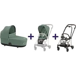Люлька Cybex Mios Lux Leaf Green + Текстиль для прогулянкового блоку Cybex Mios Leaf Green + Шасі для коляски Cybex Mios LS RBA Rosegold