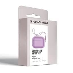 Силіконовий чохол для навушників Apple AirPods Pro 2 2022, Silicone Case with straps, фіолетовий, захисний чохол з ремінцем, ультратонкий і легкий, повний захист, з підвіскою, м"який силікон, ArmorStandart (ARM68613) - мініатюра 3