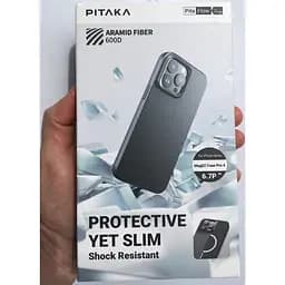 Оригінальний протиударний чохол для iPhone 15 Pro Max Pitaka Military Grade MagSafe MagEz Pro 4 600D Black/Grey KI1501PMPA - мініатюра 2