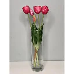 Тюльпани латексні Hvoya Real Touch махрові букет 5 квіток яскраво-рожеві