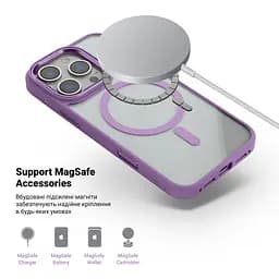 Чехол Apple iPhone 16 Pro, Unit MagSafe, розовый, прозрачный, магсейф, противоударный, магнитный, панель-накладка с поддержкой MagSafe, с поддержкой беспроводной зарядки, TPU+PC, защита всего корпуса, ударопрочный, ArmorStandart (ARM78723) - мініатюра 4