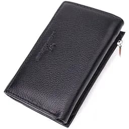Шкіряний жіночий гаманець у три складання ST Leather 22488 чорний