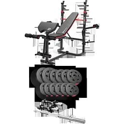 Набір Hop-Sport Premium 38кг з лавою HS-1065HB Pro, штангою та гантелями