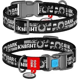 Нашийник Waudog Nylon з QR паспортом малюнок Темний лицар пластикова пряжка-фастекс Розмір L