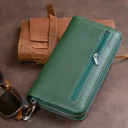 Вертикальний місткий гаманець зі шкіри унісекс ST Leather 19304 зелений