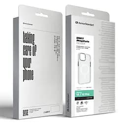 Чехол Apple iPhone 12 Pro/12, Unit MagSafe, белый, прозрачный, магсейф, противоударный, магнитный, панель-накладка с поддержкой MagSafe, с поддержкой беспроводной зарядки, TPU+PC, защита всего корпуса, ударопрочный, ArmorStandart (ARM70444) - мініатюра 6