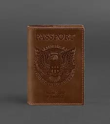 Кожаная обложка для паспорта с американским гербом светло-коричневая.