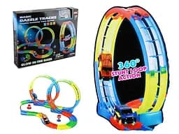 Трек неоновый 148 деталей, машинка на батарейках, подсветка 123