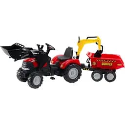 Детский трактор на педалях с прицепом и 2 ковшами Falk Case IH Puma, красный (995W)