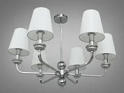 Изысканная, современная люстра с абажурами на 6 ламп, цвет-хром