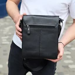 Сумка месенджер 21.5x25x7 шкіряна барсетка для чоловіків Tiding Bag 35775 чорна 215 мм - мініатюра 6