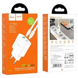 Мережевий зарядний пристрій Hoco C95A Lineal PD20W+QC3.0 + Cable USB-C to Lightning White [757326] [76051] - мініатюра 9