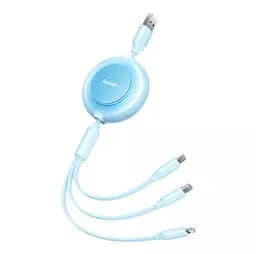 Кабель Baseus Bright Mirror 2 Series 3-in-1 Cable USB to MicroUSB+Lightning+Type-C 3.5A 1.1m CAMJ010017 Blue