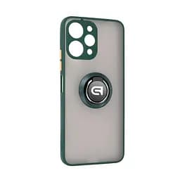 Чехол с кольцом-держателем для Xiaomi Redmi 12 4G, Frosted Matte Ring, зеленый, защитная панель с матовой задней стенкой, противоударный чехол с защитой всего корпуса, TPU + поликарбонат (PC), с защитой камеры, ArmorStandart (ARM68903)