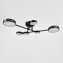 Чорна стельова люстра на 3+3 світлових кругів Ø 65 см | Арт. 77031/3+3 BK | Line F