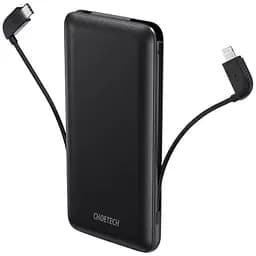 Портативний зарядний пристрій Choetech із вбудованими кабелями USB-C та Lightning ємністю 10 000 мАг