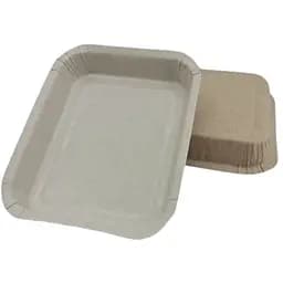 Бумажная тарелка-лоток одноразовая белая ламинированная 115х140 мм 100 шт.