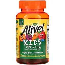 Мультивитамины для детей Nature's Way Alive Kids Premium со вкусом винограда и апельсина 90 жевательных конфет