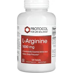 L-аргинин Protocol for Life Balance L-Arginine 1000 мг 120 веганских таблеток
