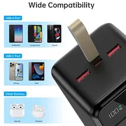 УМБ Choetech 50000mAh, 22,5W PD QC3.0, USB-C In/out, 2xUSB-A Li-pol чорна (B732-ACBK) - мініатюра 2