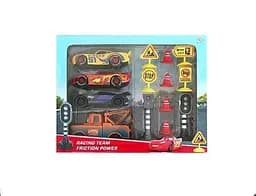 Набор машинок 086 4 штуки, героїи инерция, светофор и устройство для фиксирования скорости, на батарейках, в коробке (6977096110644)