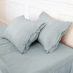 Комплект постільної білизни MirSon Natural Linen Caspian льон полуторний сіро-блакитний (2200008248222) - мініатюра 6