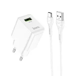 Сетевое зарядное устройство с кабелем Hoco C98A Proton single port QC3.0 charger set Type-C белый