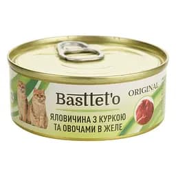 Влажный корм для кошек Basttet'o Original говядина с курицей и овощами в желе 85 г