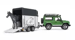 Джип Bruder Land Rover Defender з причепом для перевезення коней (02592) - мініатюра 2