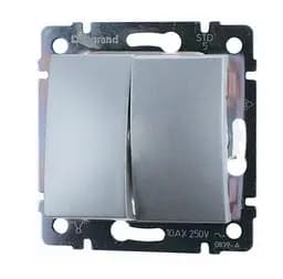 Выключатель Brille двойной на 2 направления алюминий 770108 Валена