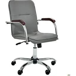 Кресло Самба-RC Хром орех Кожзам серый без канта