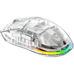 Компьютерная мышка Onikuma CW-26 Pro для ПК и ноутбука с RGB подсветкой 4800 DPI и Bluetooth + 2.4GHz прозрачная