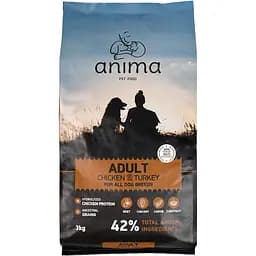 Сухий корм для дорослих собак Anima курка та індичка з рисом 3 кг