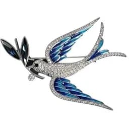 Брошь Птица брошь-булавка синяя