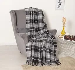 Плед вовняний Vladi Палермо 140x200 біло-сірий темно-сірий 9