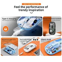 Комп'ютерна миша T-WOLF X11 беспроводная бесшумная с аккумулятором 2,4G+Bluetooth Blue - мініатюра 5