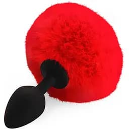Силіконова анальна пробка Art of Sex - silicone Bunny Tails Butt Plug М Red