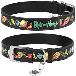 Ошейник для собак Waudog Design кожаный с QR паспортом рисунок Год и Морти 3 XL (4823089346120)