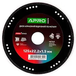 Диск відрізний алмазний APRO по металу 125 x 1.3мм PRO