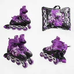 Роликовые коньки, размер 39-43, PVC колеса, стелька 24-27 см, фиолетовый, INLINE SKATE, 40566-L