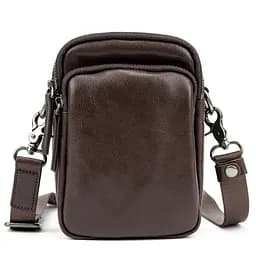 Месенджер маленький шкіряний чорний шоколад TIDING BAG 333-1C