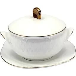 Бульйонниця Interos Снігова Королева порцелянова 350 мл з блюдцем біла (606215-А)