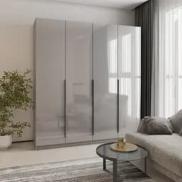 Шафа 4-дверна MebelStar Оскар Gloss BL-B, додаткова штанга 200x52x220 см Сіра мишка/Сірий (MBS-5316)