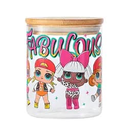 Банка стеклянная для хранения LOLSurprise Fabulous с бамбуковой крышкой 450 мл 